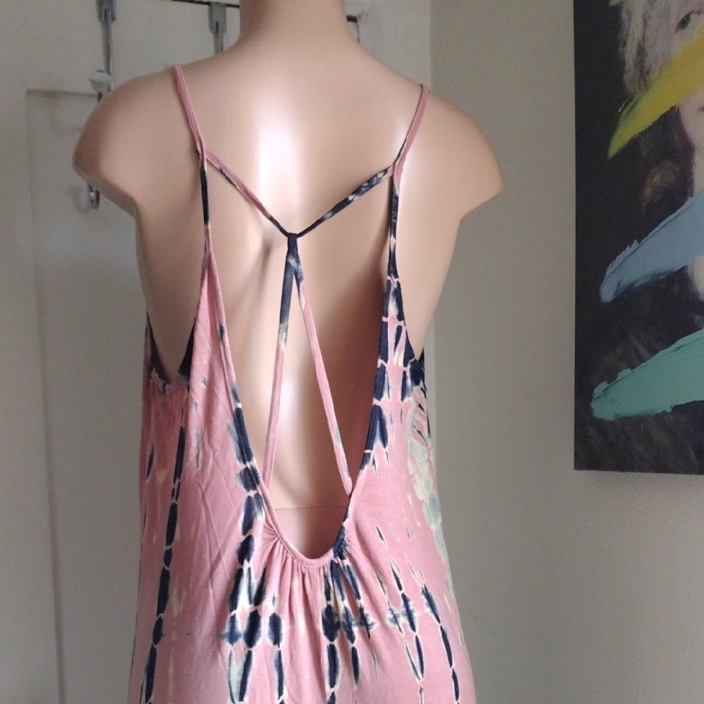 Elegant Pink Strappy Dress With Open Back L